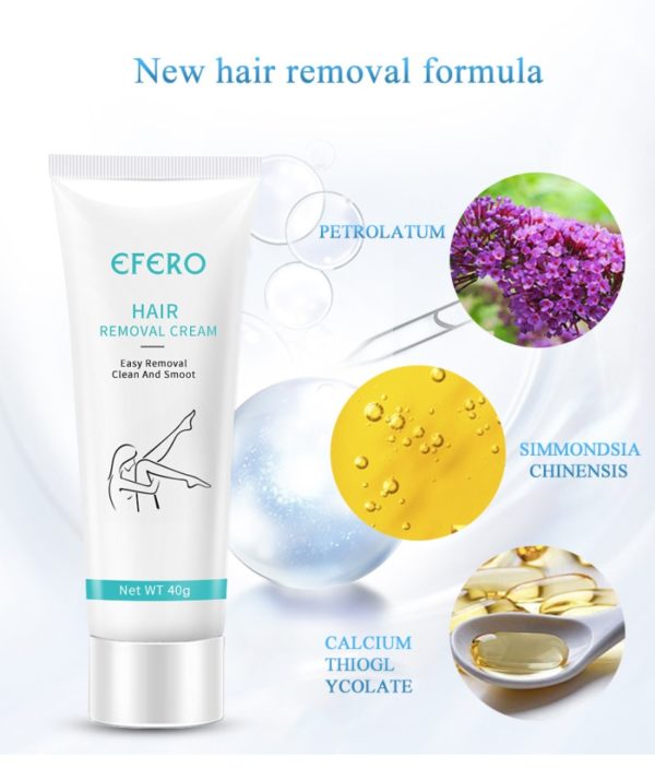 EFERO 40g Natural Hair Removal Cream Depilatory Cream Painless Effective Body Leg Hair Remover Hair Cream 5 Beauty-Health Natural Hair Removal Cream Depilatory Painless 1