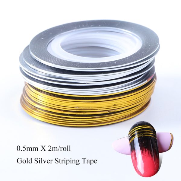 0 5mm Gold Silver Striping Sticker Holographic 3D Strips Liner Tape Adhesive Super Fine Nail Art 9 Beauty-Health 0.5mm Gold Silver Striping Sticker