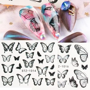 4pcs Set Nail Butterfly Stickers Watercolor Decals Blue Flowers Sliders Wraps Manicure Summer Nail Art Decorations 27 Beauty-Health 4pcs/Set Nail Butterfly Stickers