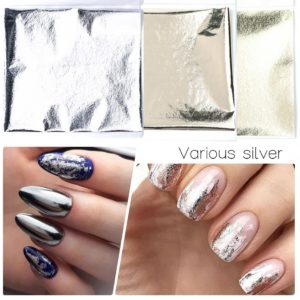 5pcs Aluminum Leaf Flakes Nail Art Foils Gold Silver Gorgeous Glitter Stickers For Nails Gel Polish 2 Beauty-Health 5pcs Aluminum Leaf Flakes Nail