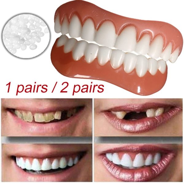 Silicone Upper Lower False Teeth Perfect Instant Smile Veneers Cosmetic Teeth Veneer Dentures for Woman and 1 Beauty-Health Cosmetic Teeth Veneer Dentures