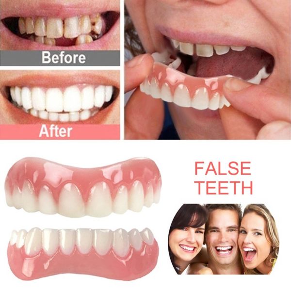Silicone Upper Lower False Teeth Perfect Laugh Veneers Dentures Paste Oral Hygiene Tools Fake Teeth Instant 4 Beauty-Health Fake Teeth Instant Smile Teeth