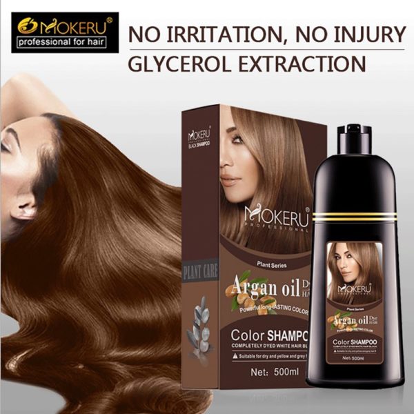 500ml Natural Argan Oil Essence Instant Hair Dye Shampoo Instant Hair Color Cream Cover Permanent Hair 1 Beauty-Health Natural Argan Oil Essence Instant Hair Dye Shampoo