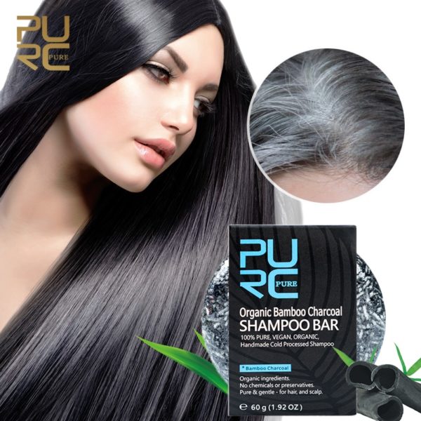 Gray White Hair Color Dye Treatment Bamboo Charcoal Clean Detox Soap Bar Black Hair Shampoo Shiny Beauty-Health Soap Bar Black Hair Shampoo